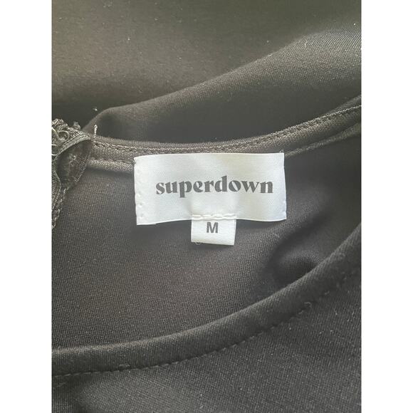 Revolve Superdown Nia Black Bodycon Dress Sheer Sleeves Size Medium - Picture 10 of 13